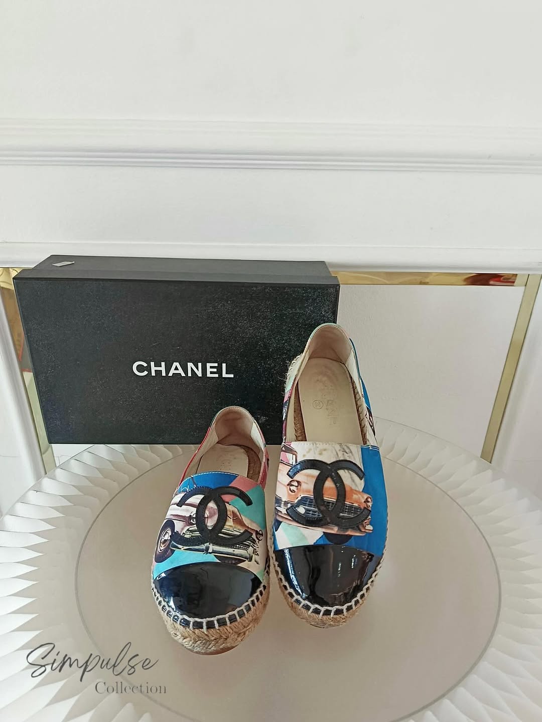 CHANEL Espadrilles Multicolor Vintage Car Print