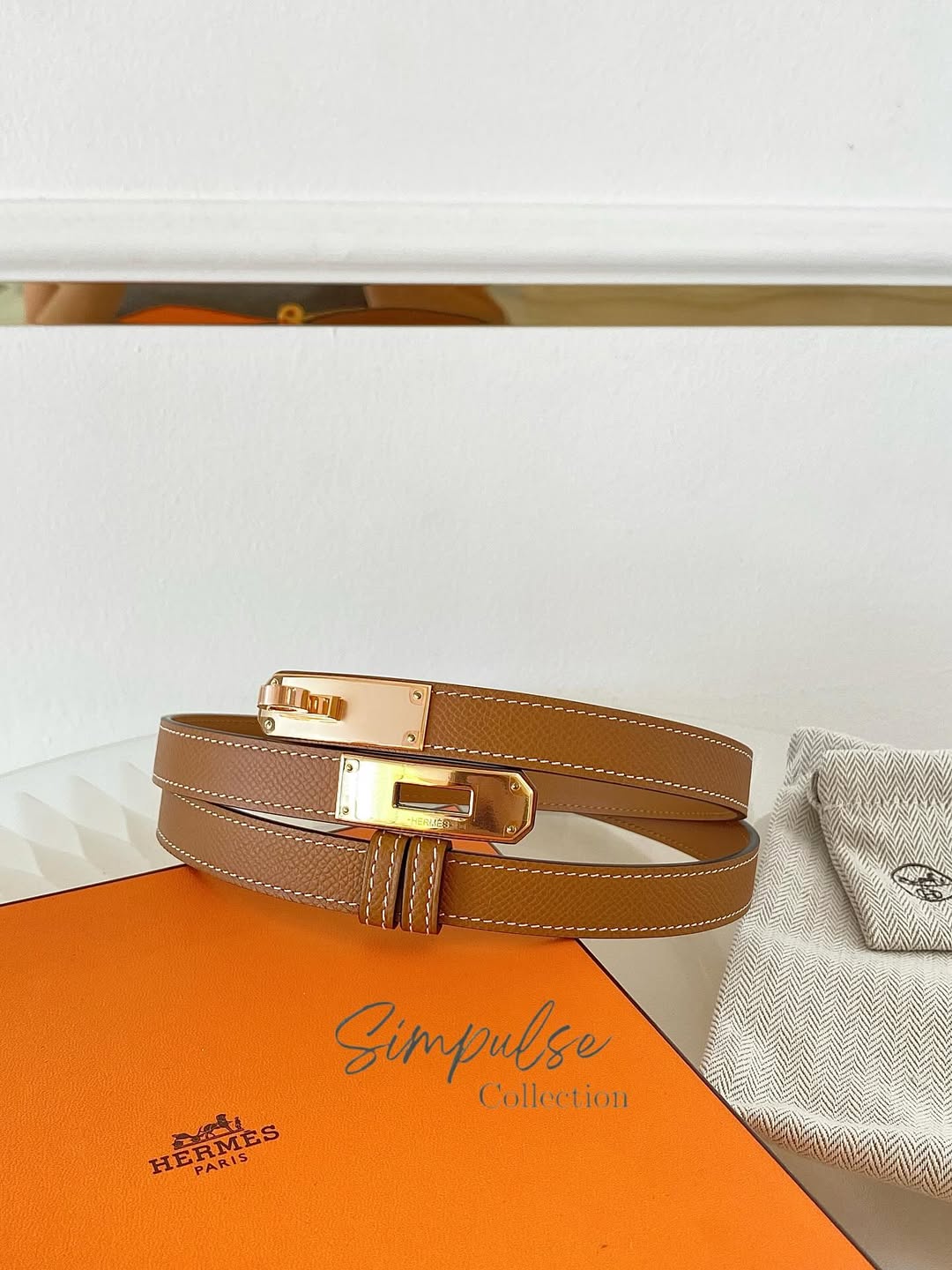 HERMES Kelly 18 Belt in Gold Epsom