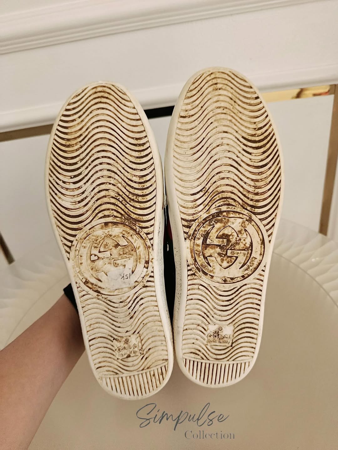 GUCCI Ace Velcro Sneakers in Black Embossed Leather