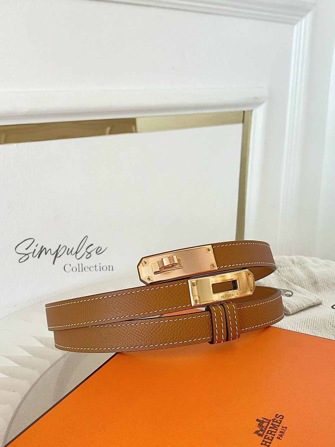 HERMES Kelly 18 Belt in Gold Epsom