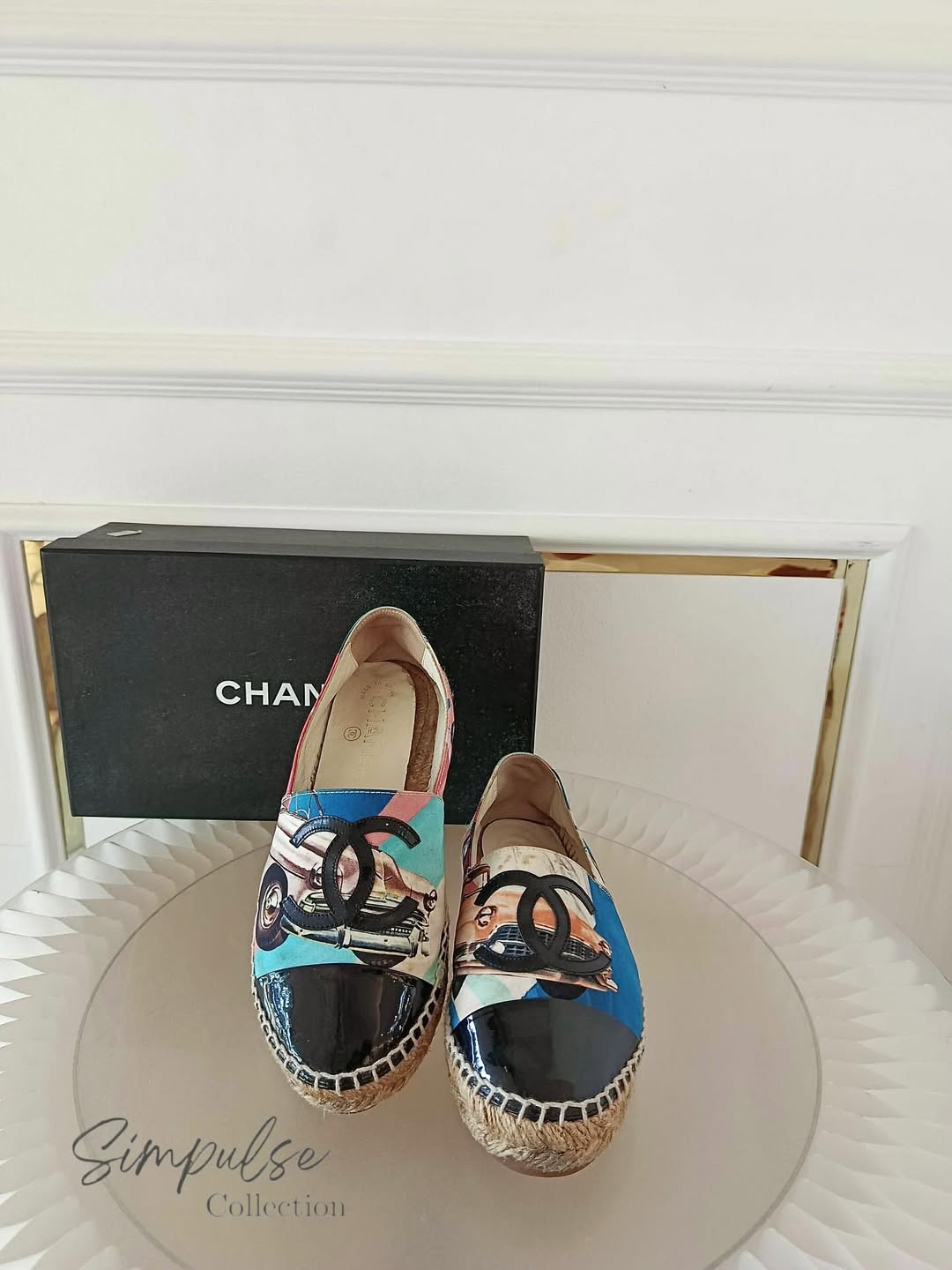 CHANEL Espadrilles Multicolor Vintage Car Print