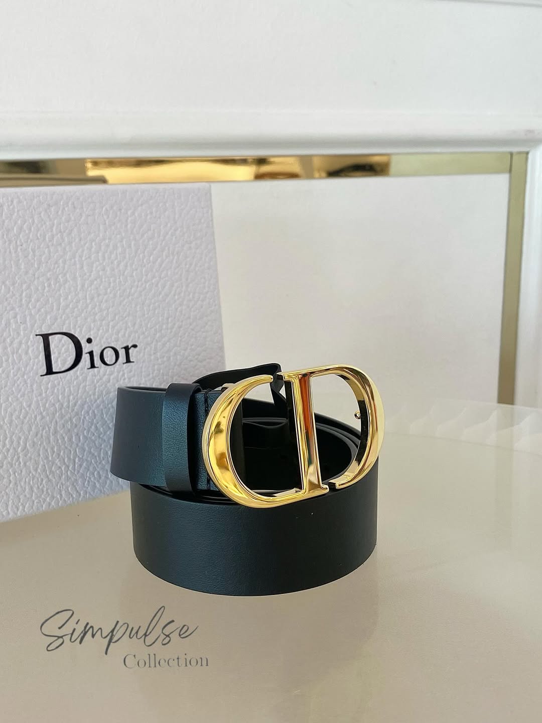 Dior Black Leather  Logo Buckle Belt