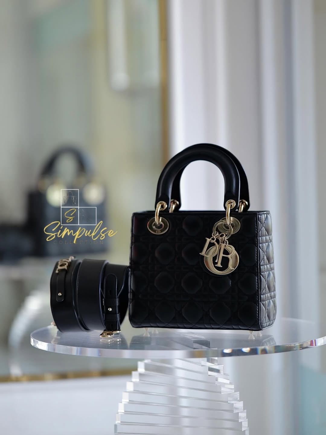 DIOR Lady D Small Black w/ ABC Strap SHW