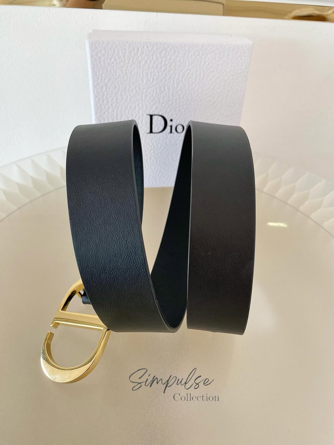 Dior Black Leather  Logo Buckle Belt