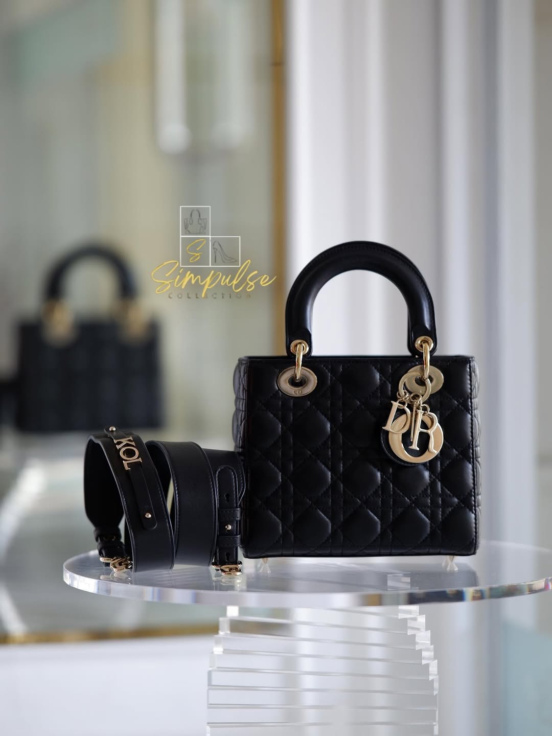 DIOR Lady D Small Black w/ ABC Strap SHW