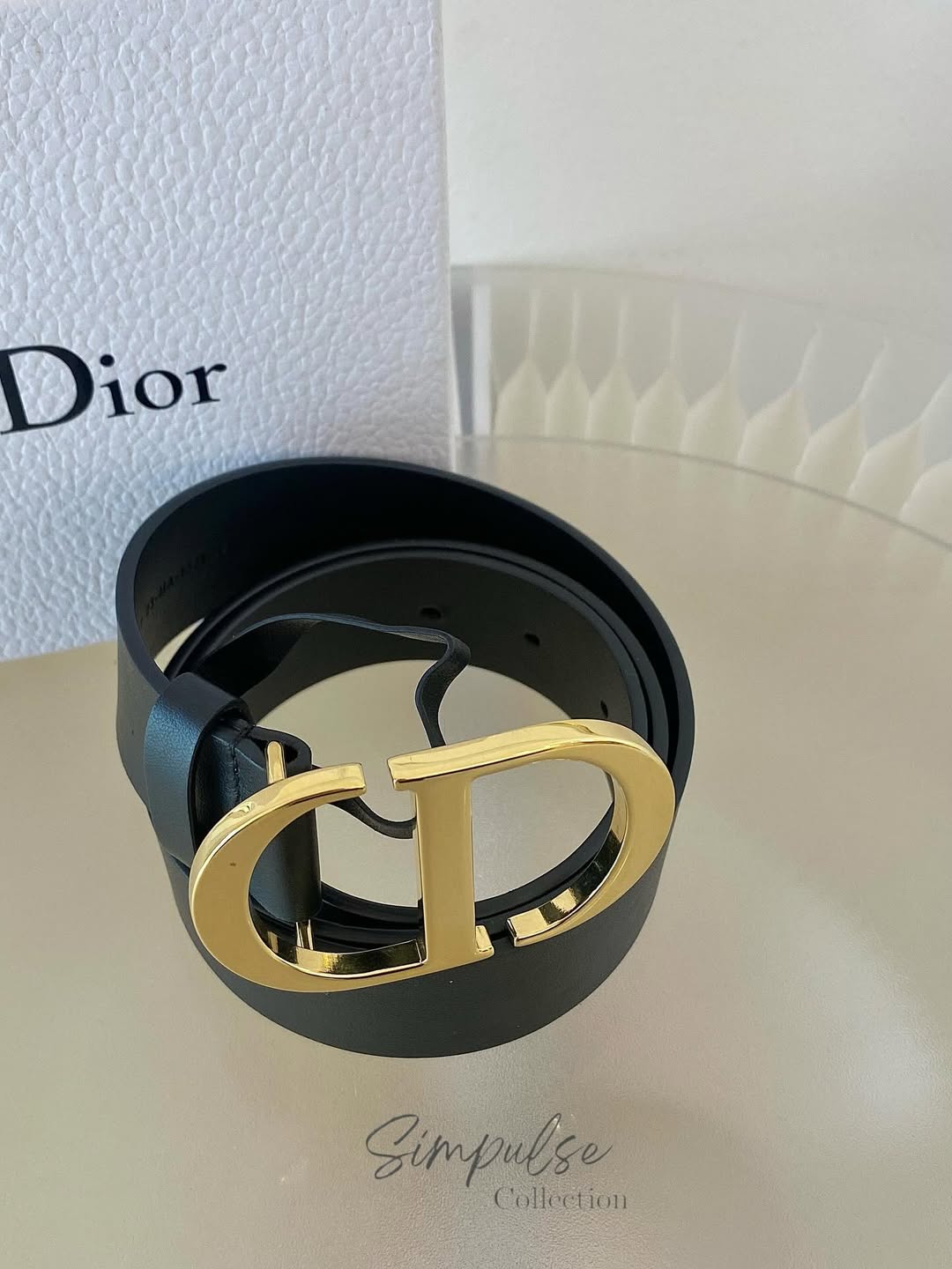Dior Black Leather  Logo Buckle Belt