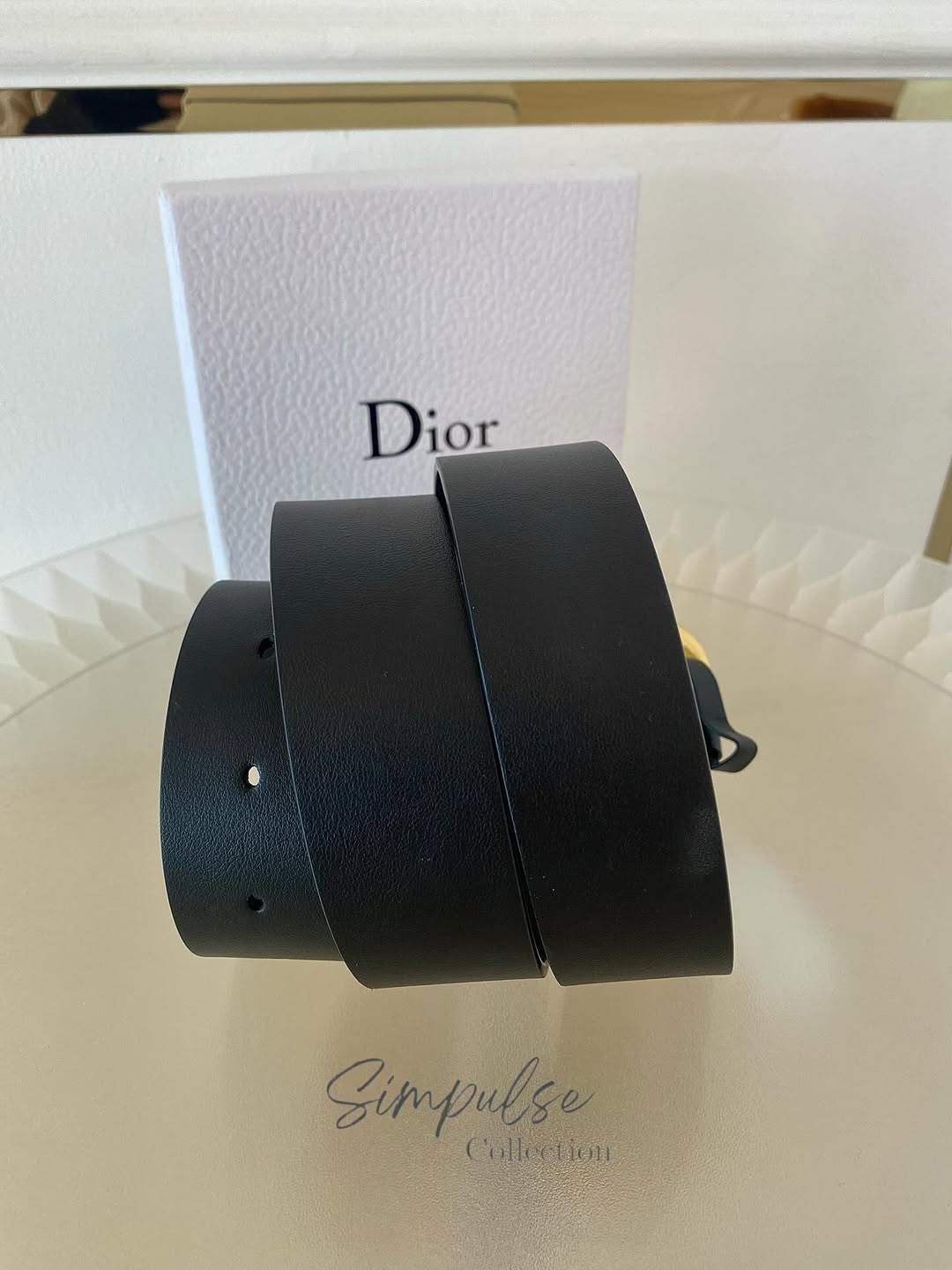 Dior Black Leather  Logo Buckle Belt