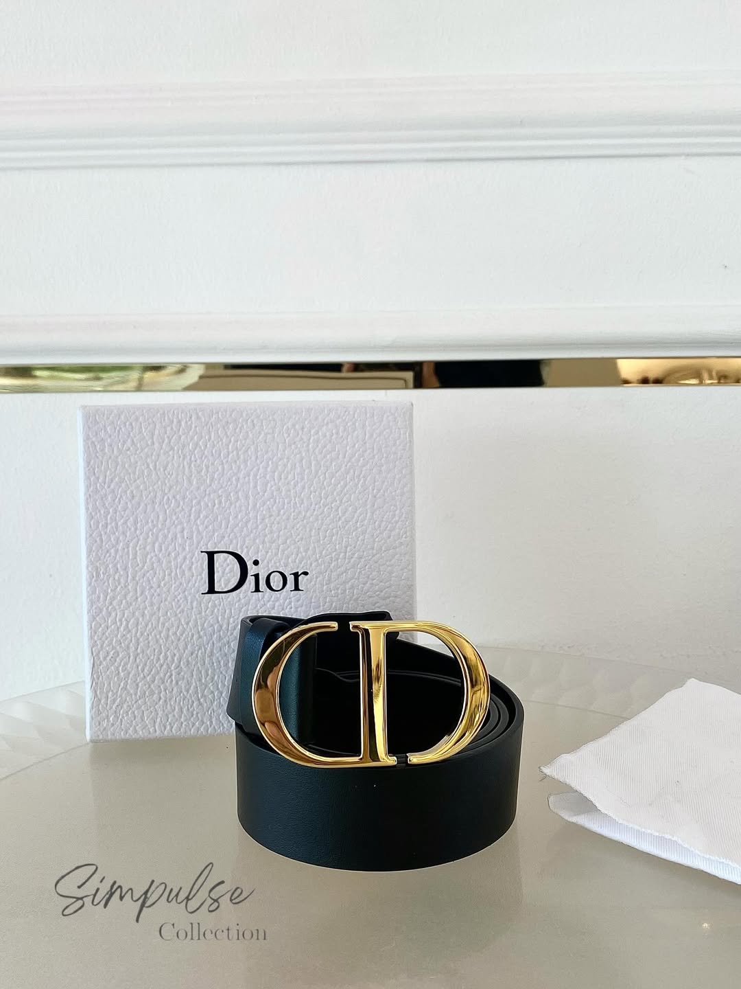 Dior Black Leather  Logo Buckle Belt