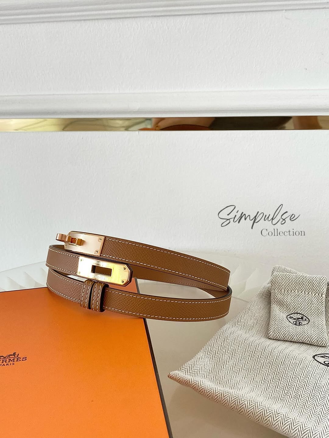 HERMES Kelly 18 Belt in Gold Epsom