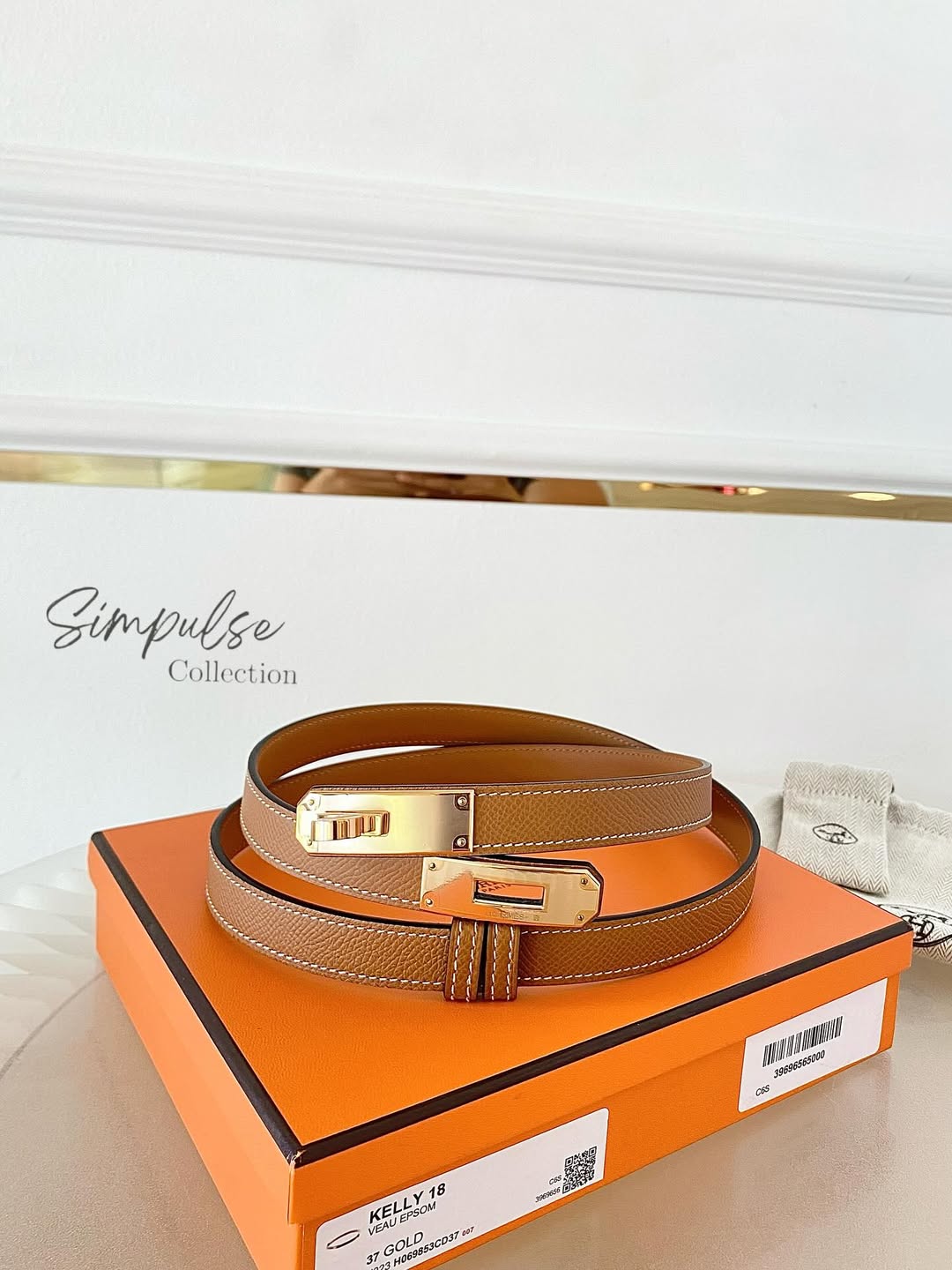 HERMES Kelly 18 Belt in Gold Epsom