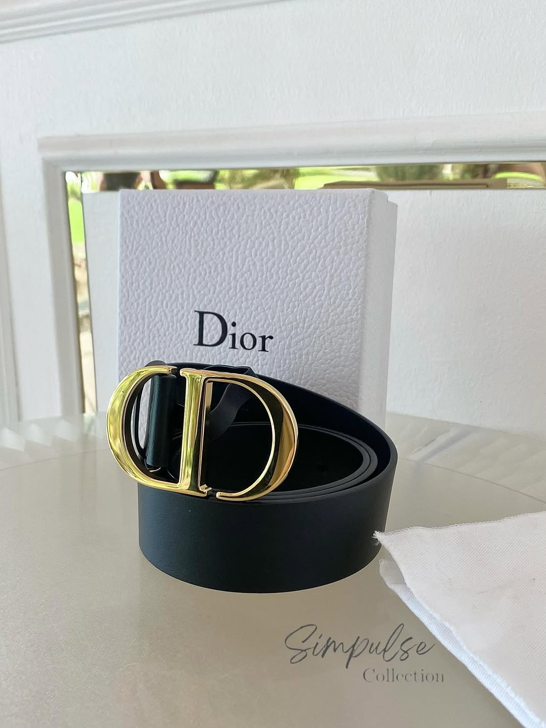 Dior Black Leather  Logo Buckle Belt