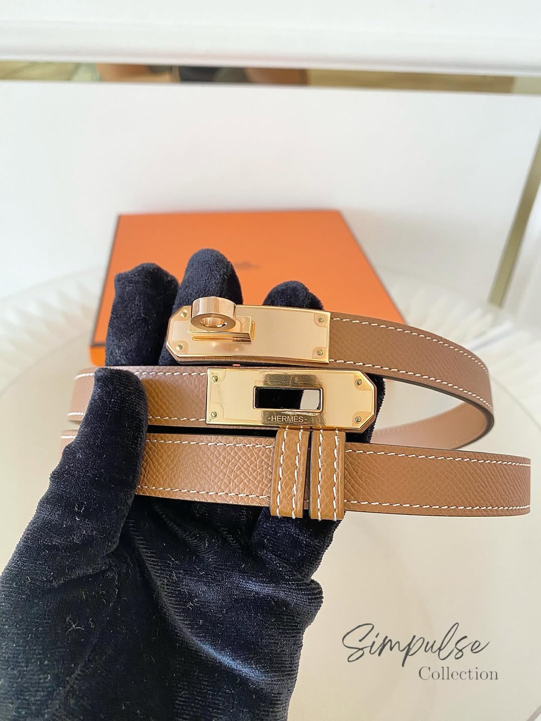 HERMES Kelly 18 Belt in Gold Epsom