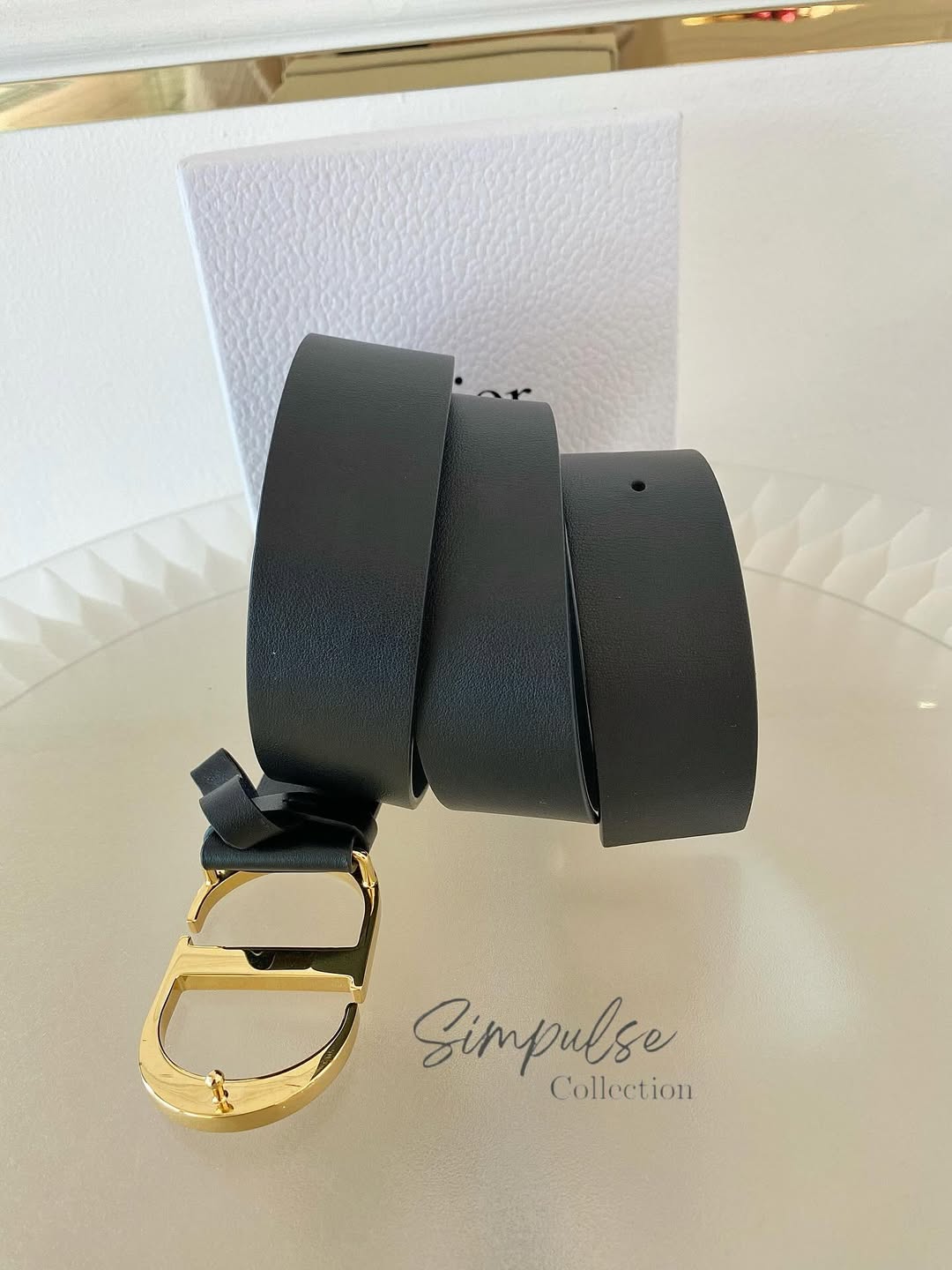 Dior Black Leather  Logo Buckle Belt