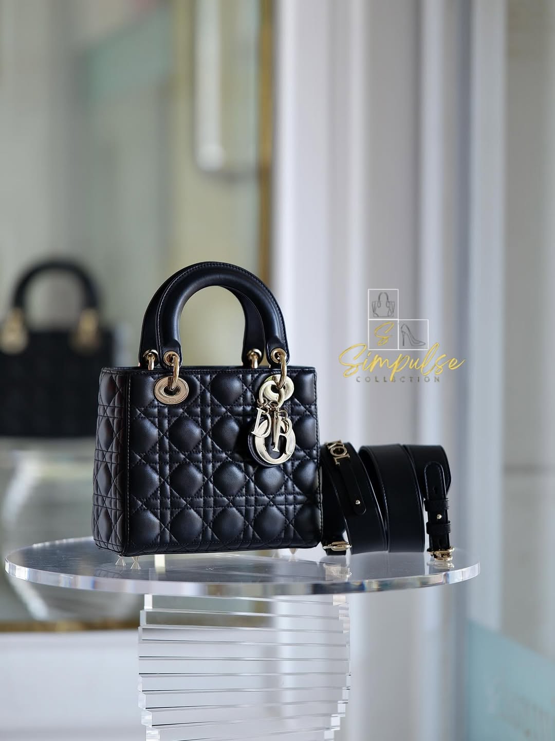 DIOR Lady D Small Black w/ ABC Strap SHW