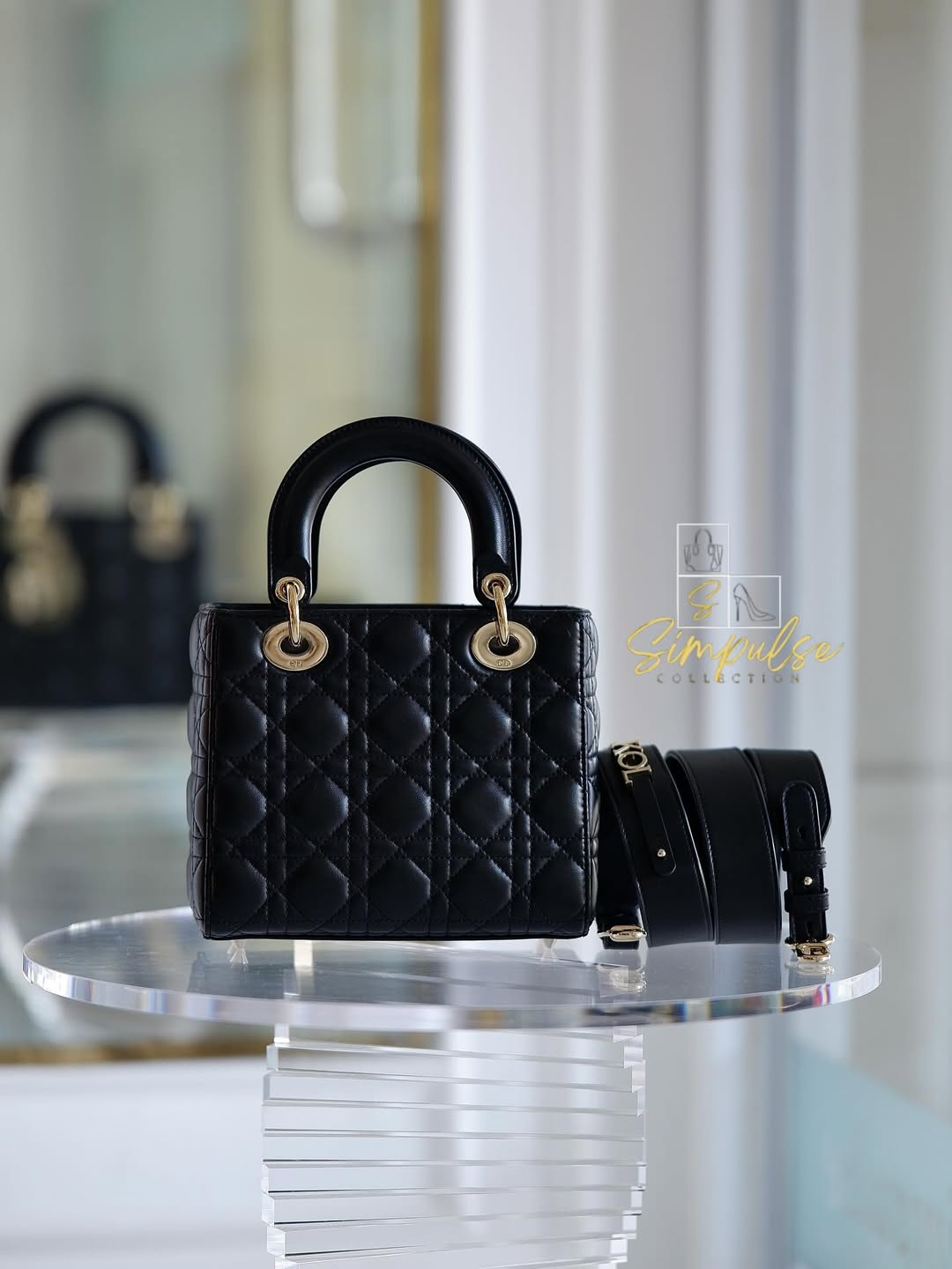 DIOR Lady D Small Black w/ ABC Strap SHW