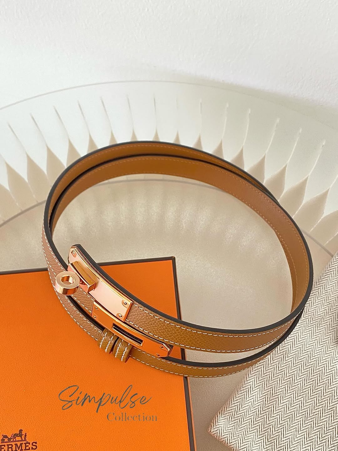 HERMES Kelly 18 Belt in Gold Epsom