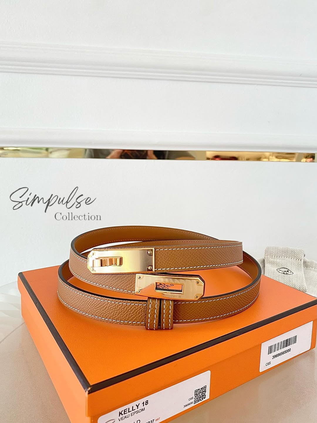 HERMES Kelly 18 Belt in Gold Epsom