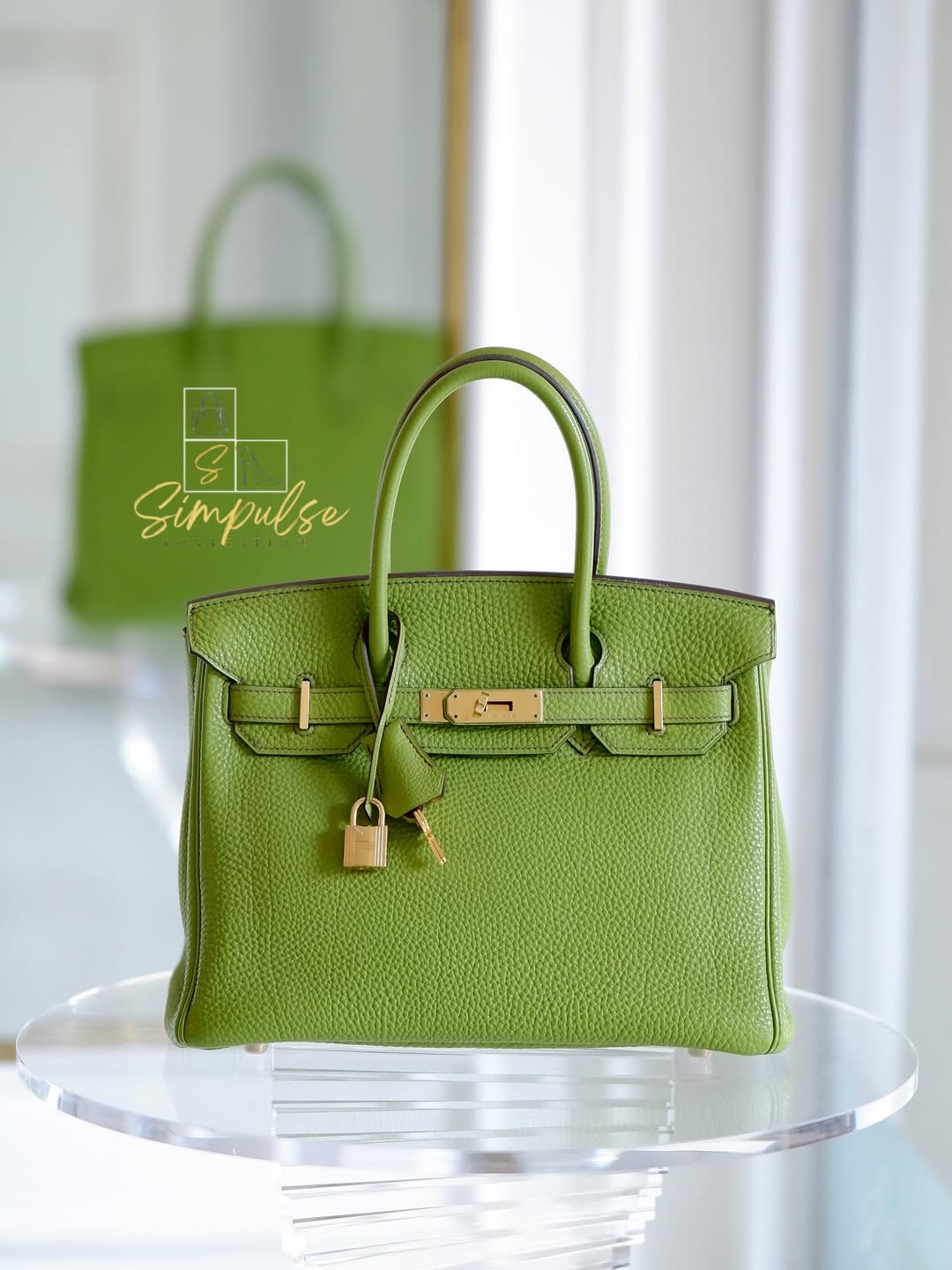 Hermes Birkin 30 Vert Anis GHW in Togo Leather