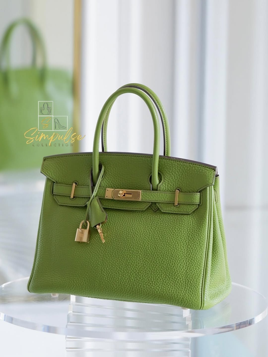 Hermes Birkin 30 Vert Anis GHW in Togo Leather