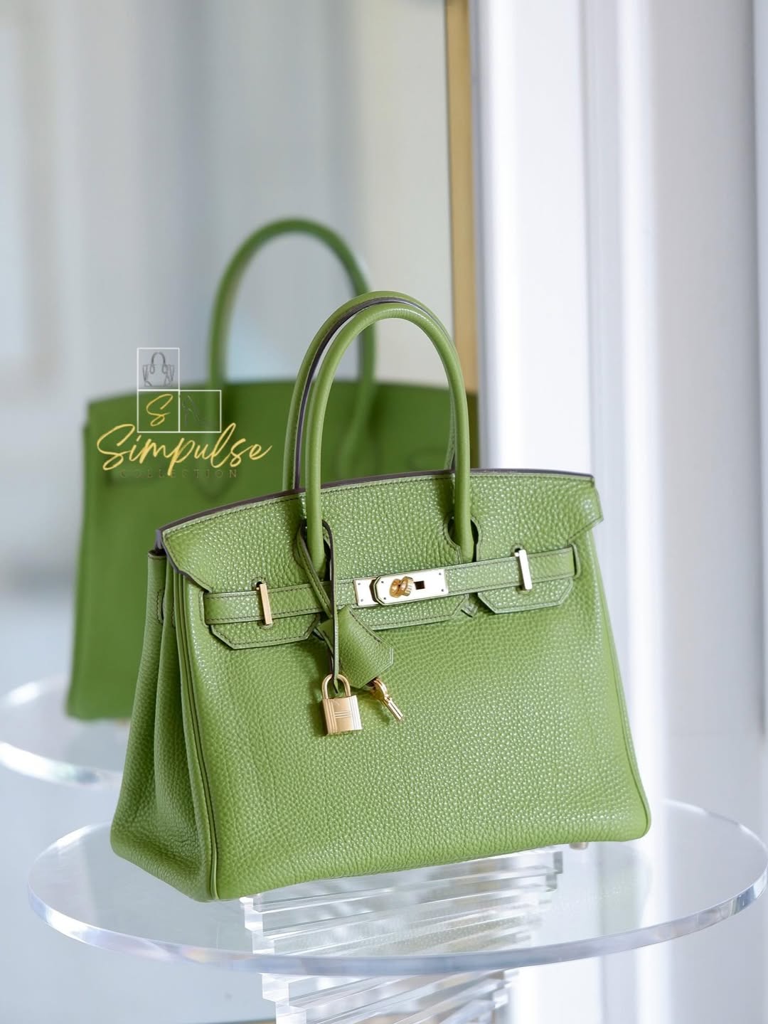 Hermes Birkin 30 Vert Anis GHW in Togo Leather