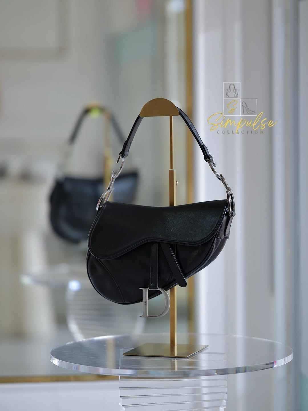 DIOR Saddle Medium in Black SHW