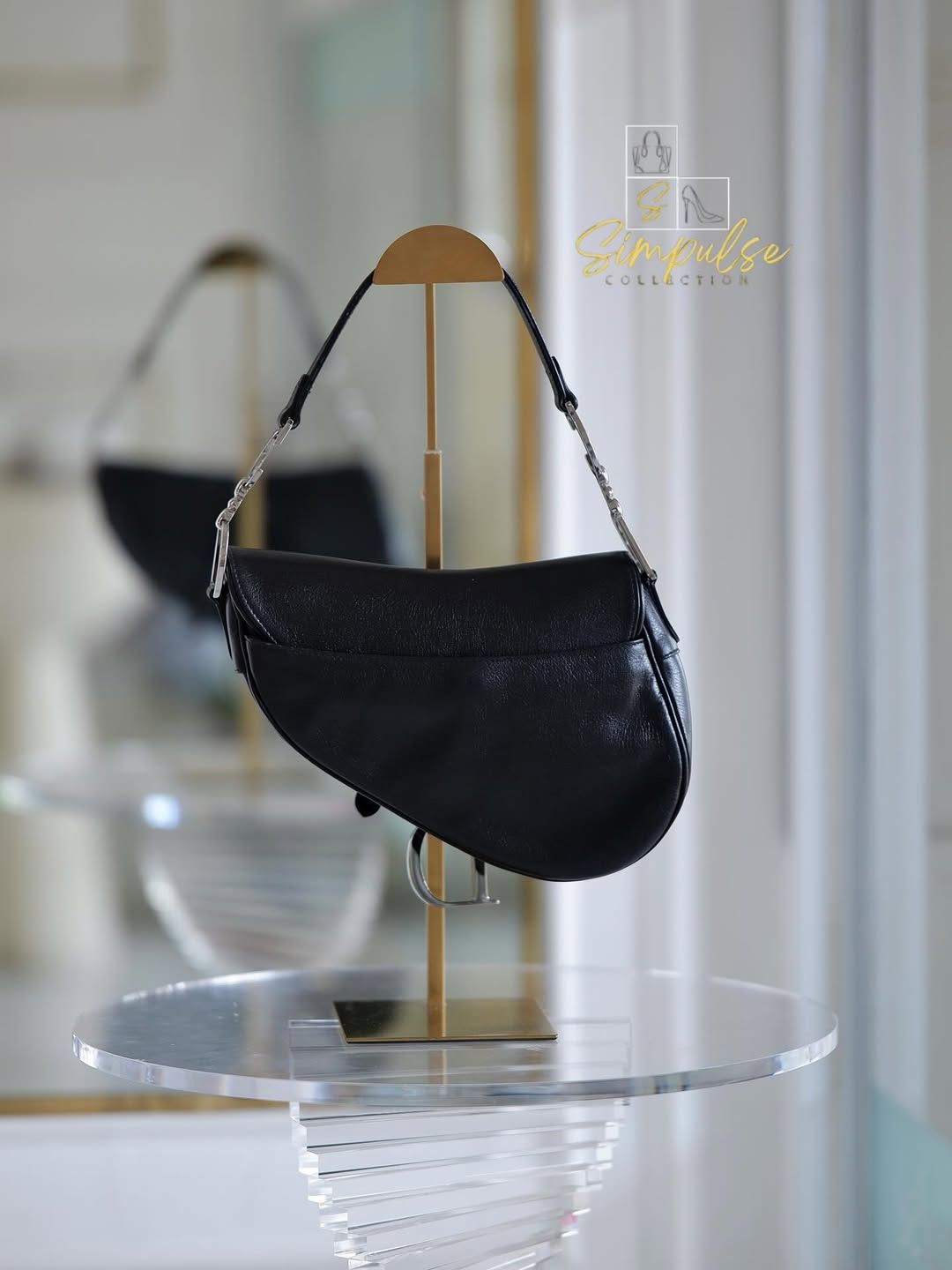DIOR Saddle Medium in Black SHW