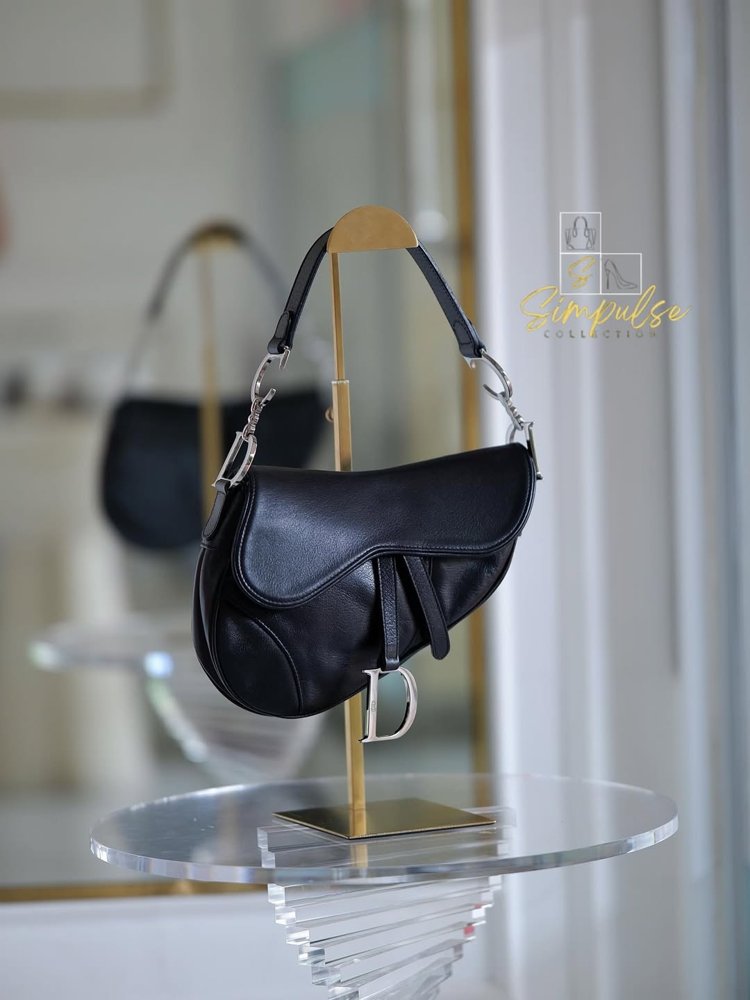 DIOR Saddle Medium in Black SHW