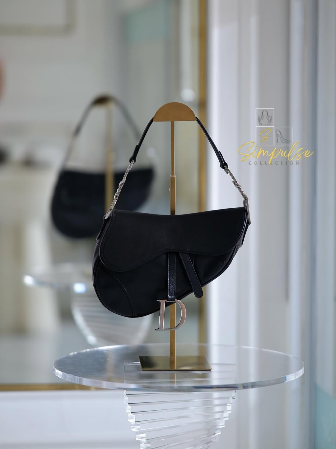 DIOR Saddle Medium in Black SHW