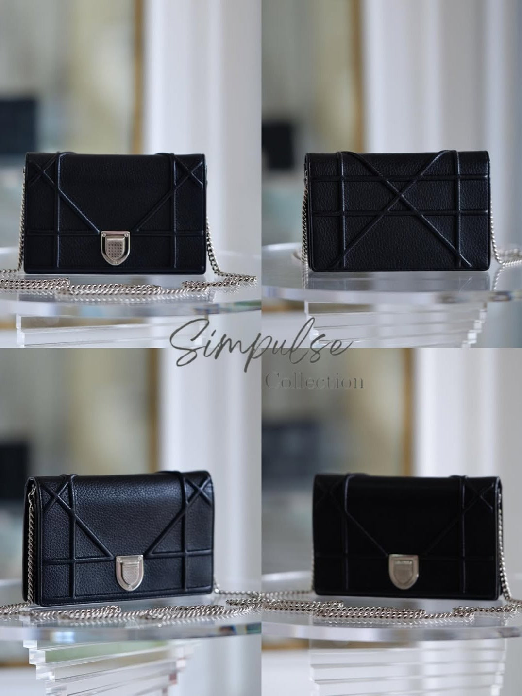 DIOR Diorama WOC Black Grained Leather