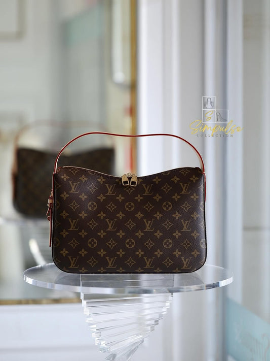 LOUIS VUITTON Slouchy Brown Mono Pm Shoulder Bag