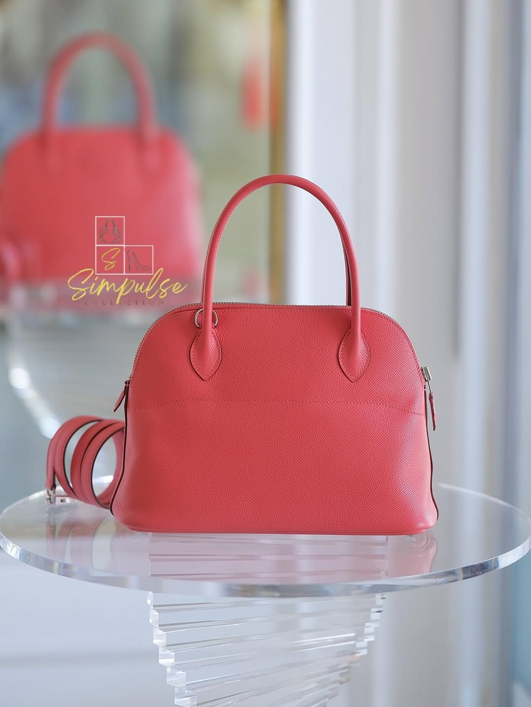 Hermes  Bolide 25 Rose Texas Epsom Leather