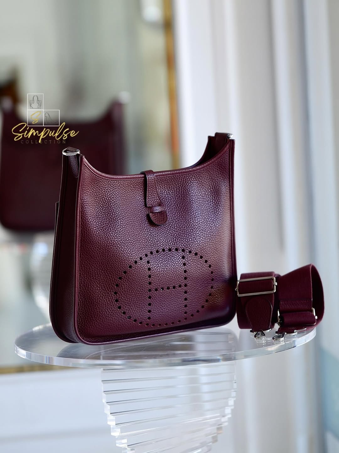 Hermes Evelyne PM3 Burgundy