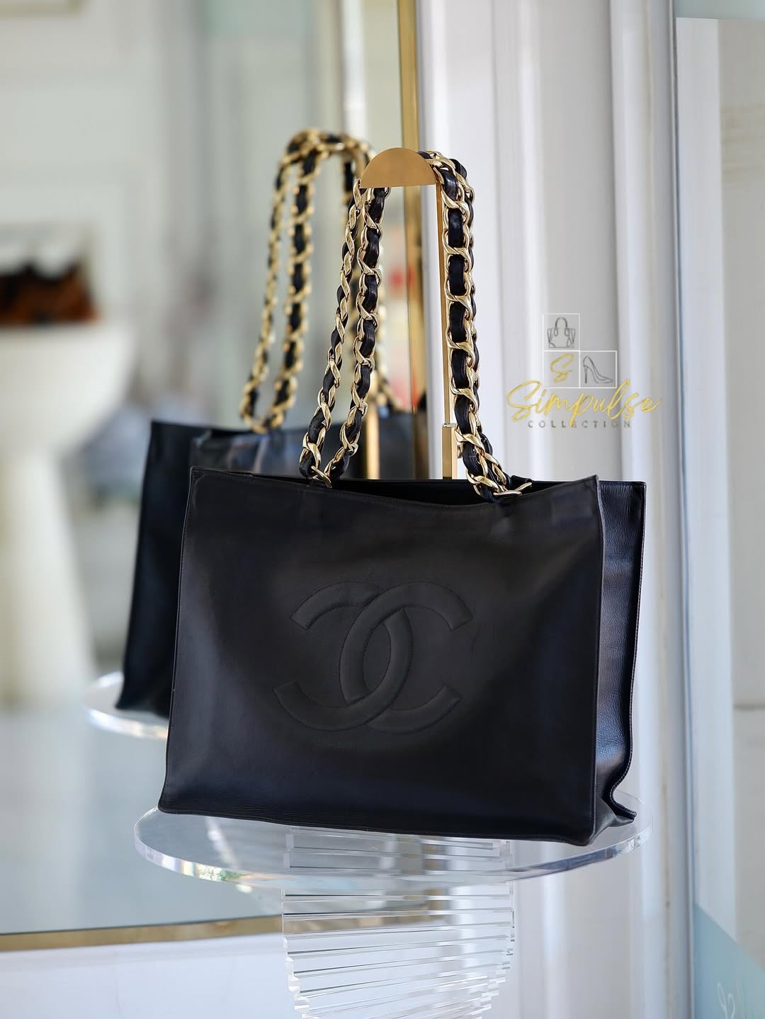 Chanel Jumbo Shopping Tote with Large Gold Chain