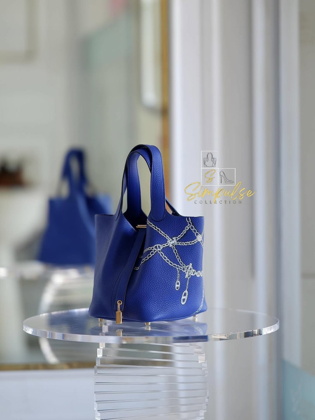Hermes Picotin 18 Blue GHW