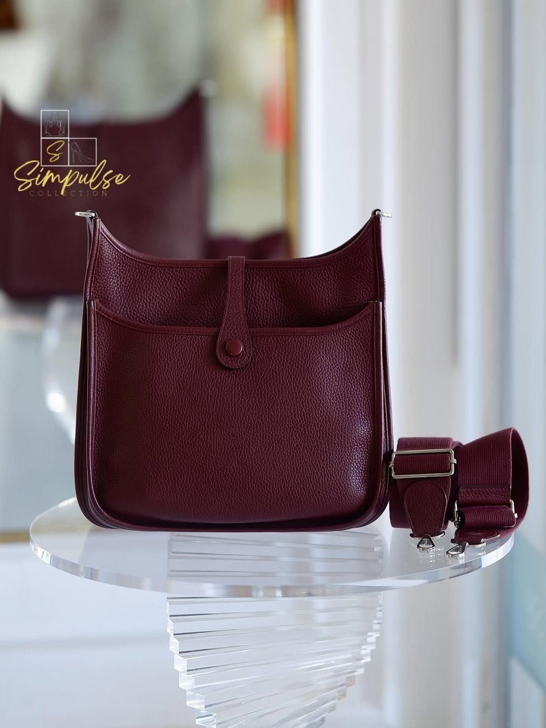 Hermes Evelyne PM3 Burgundy