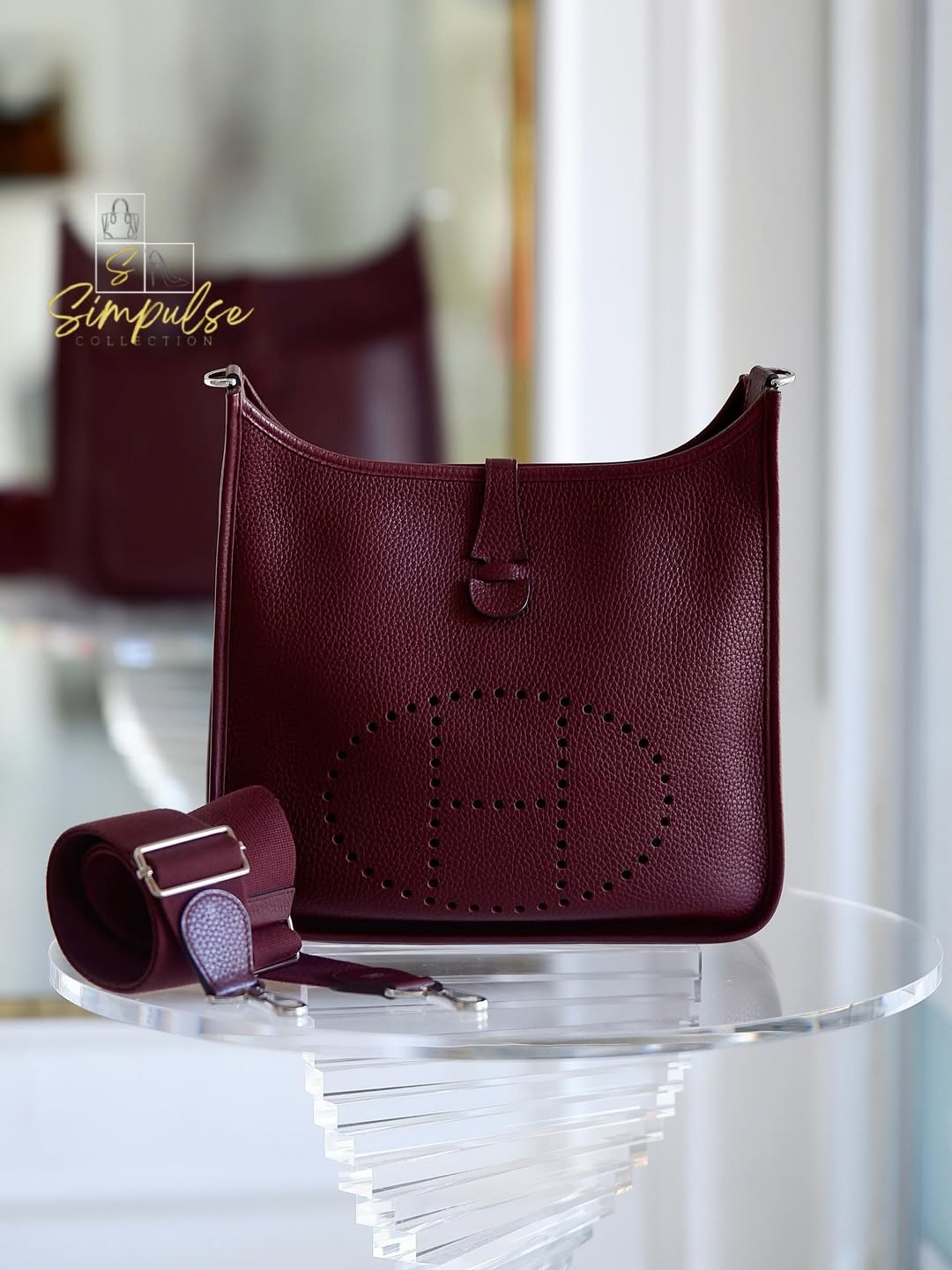 Hermes Evelyne PM3 Burgundy