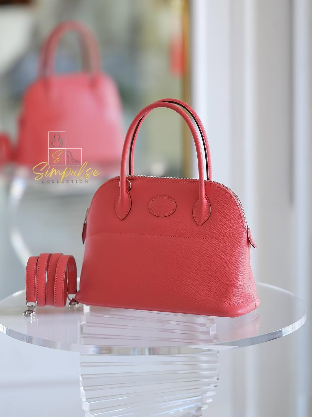 Hermes  Bolide 25 Rose Texas Epsom Leather