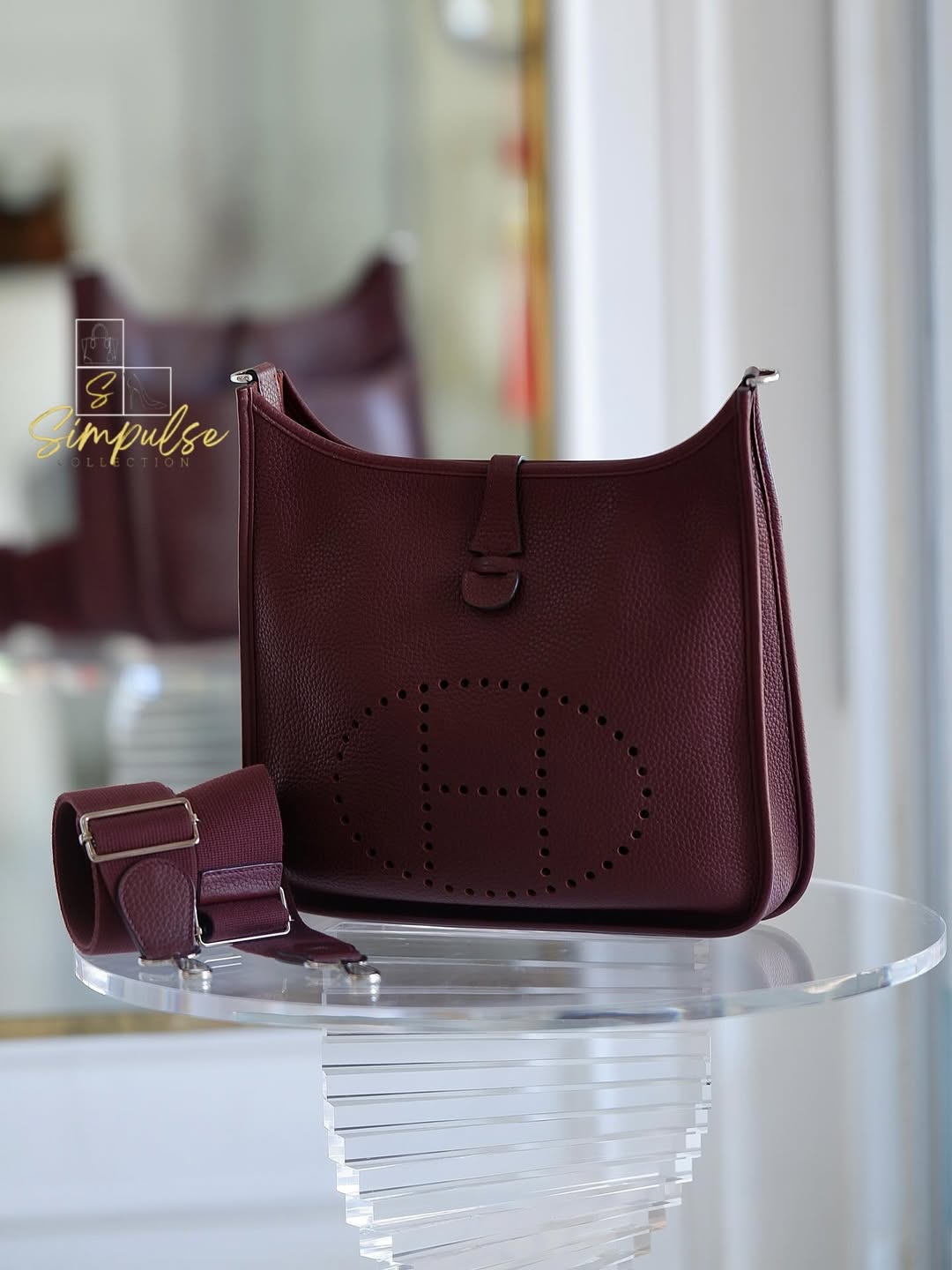 Hermes Evelyne PM3 Burgundy