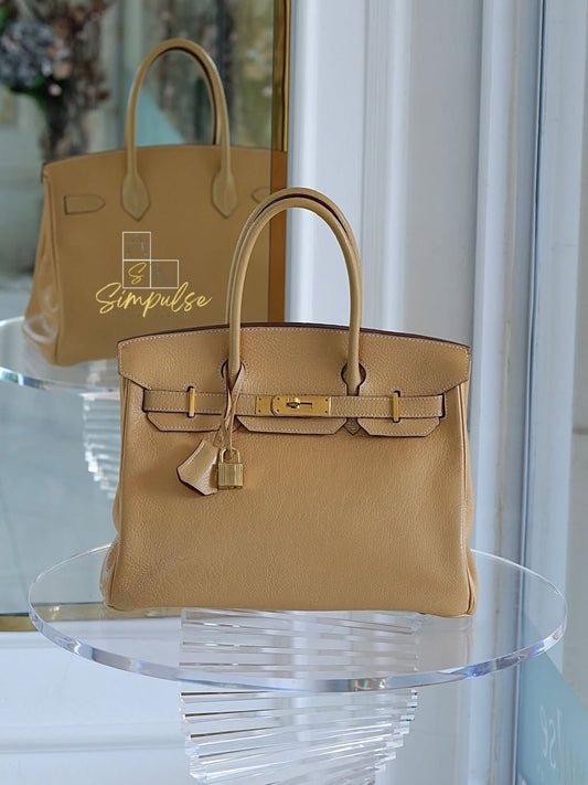 Hermes Birkin 30 Natural Sable Fjord Leather GHW