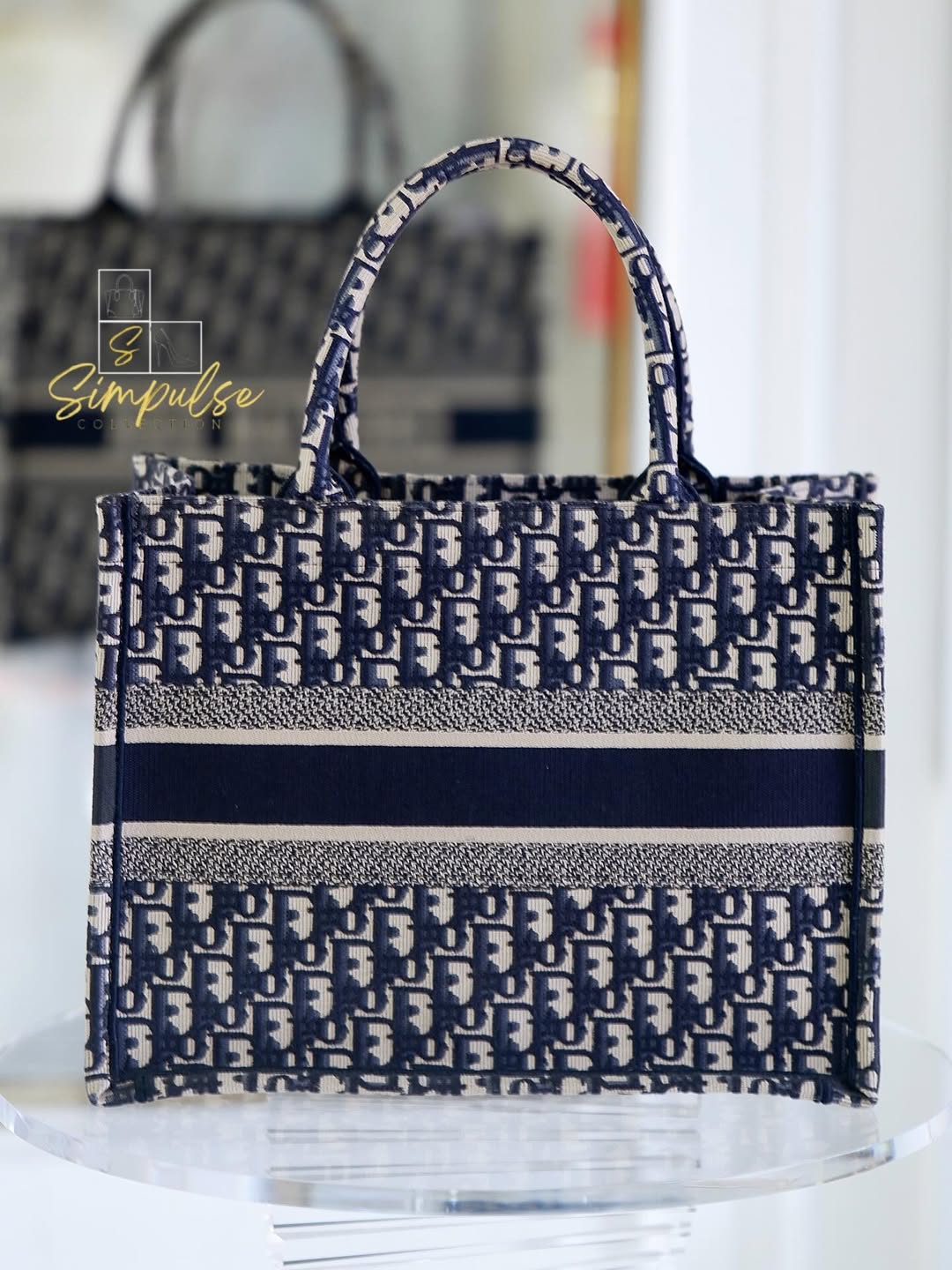 DIOR Blue Oblique Booktote Medium Size