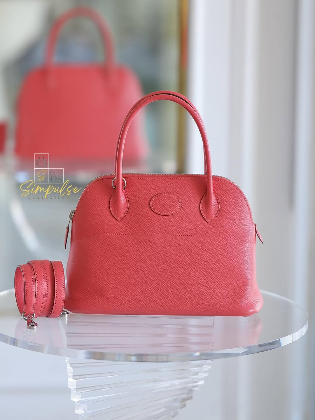 Hermes  Bolide 25 Rose Texas Epsom Leather