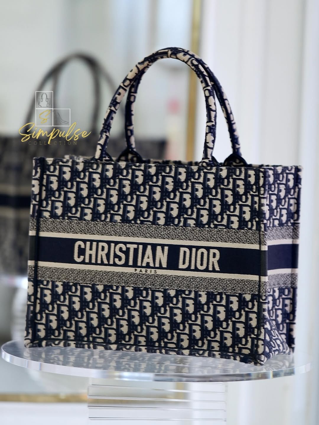 DIOR Blue Oblique Booktote Medium Size