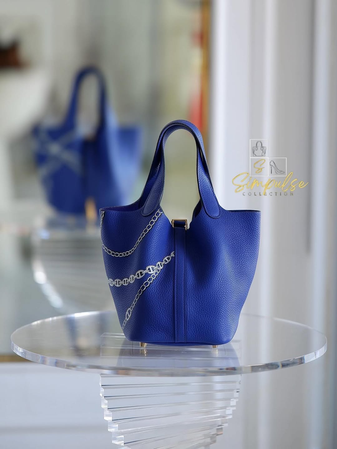 Hermes Picotin 18 Blue GHW