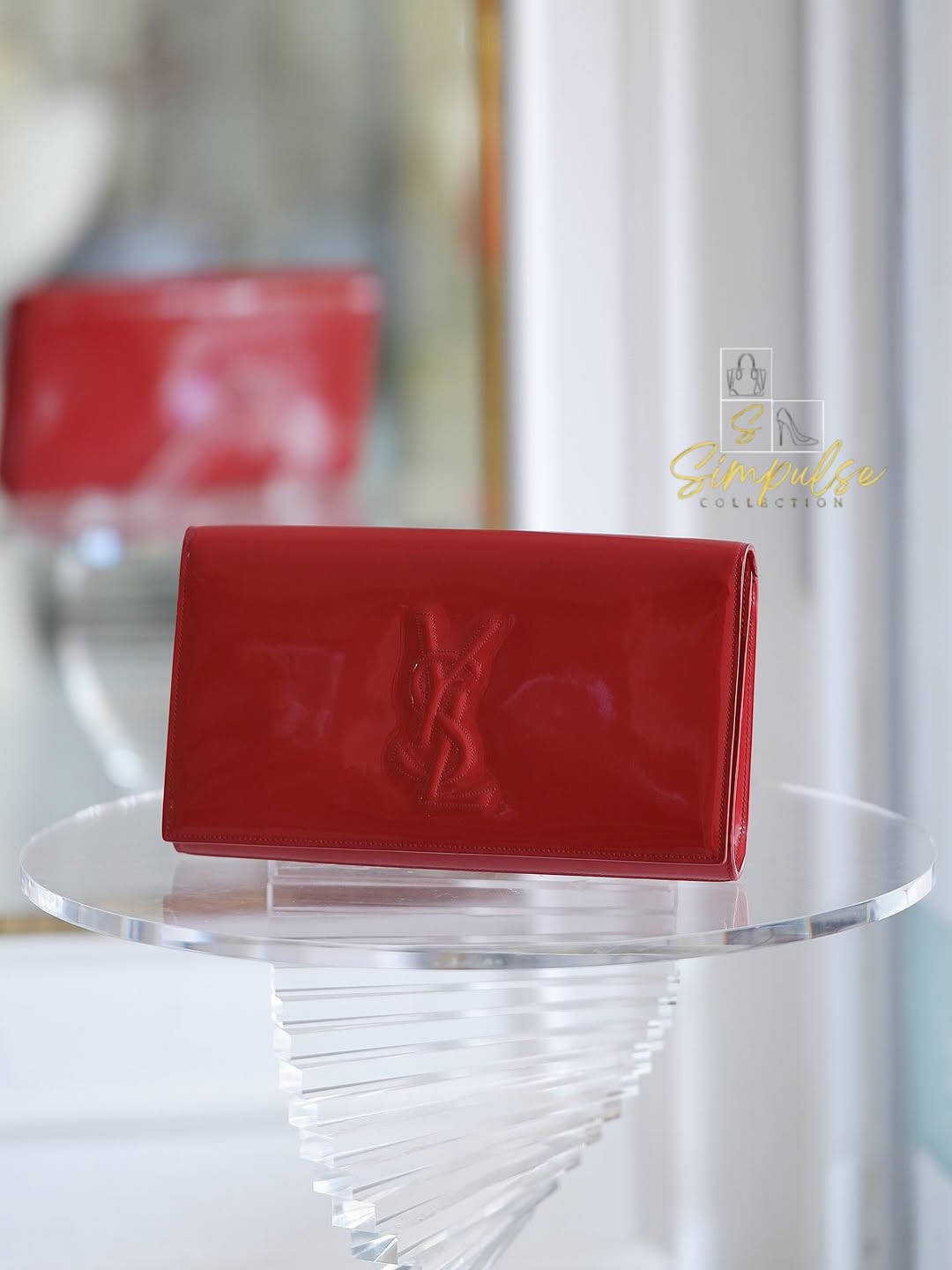 Yves Saint Laurent Red Patent Clutch
