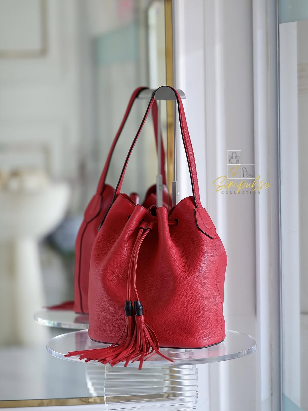 Gucci Tassle Bucket Leather Bag