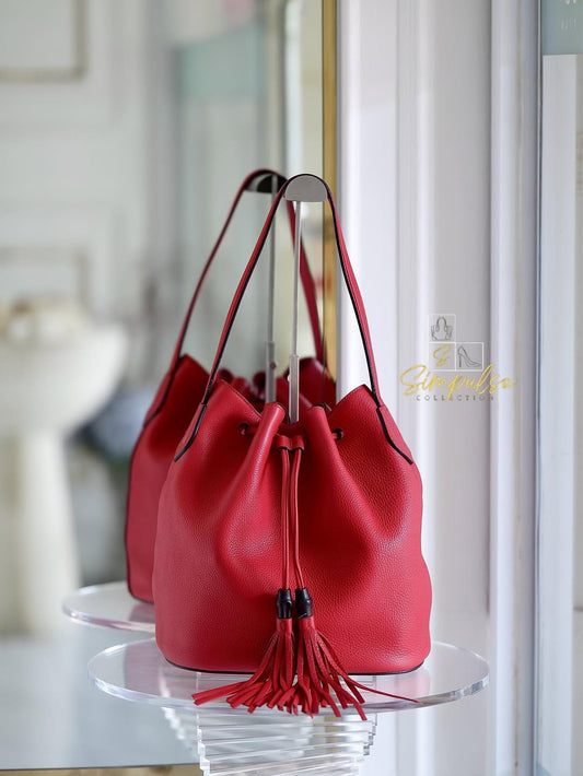 Gucci Tassle Bucket Leather Bag