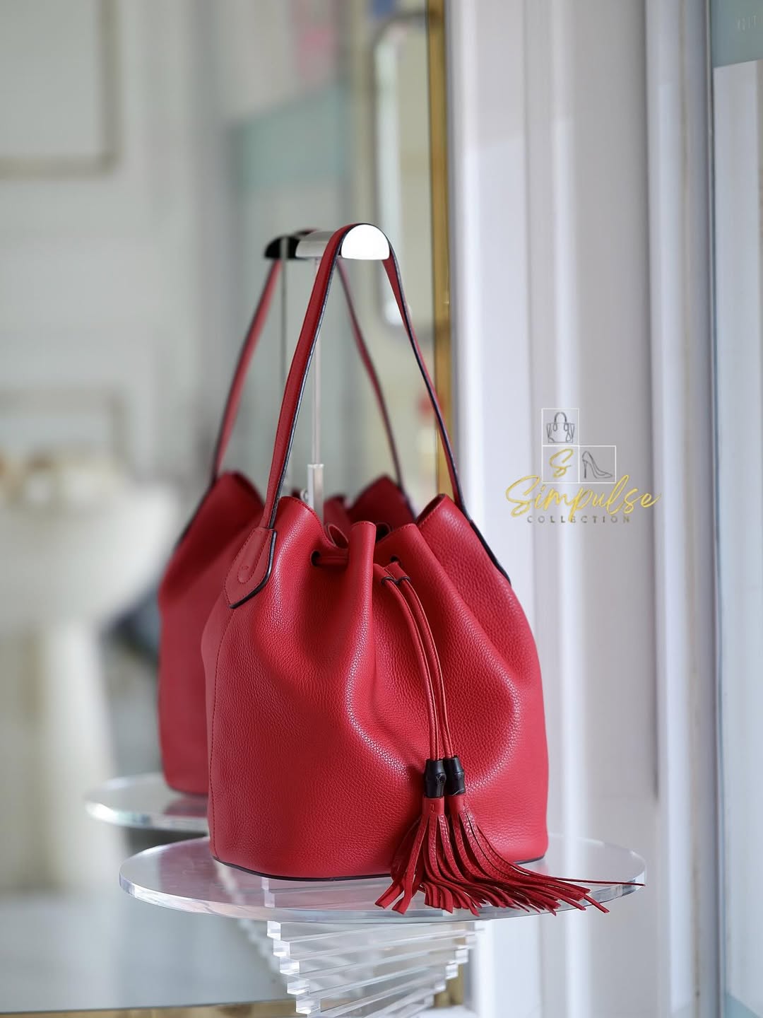 Gucci Tassle Bucket Leather Bag