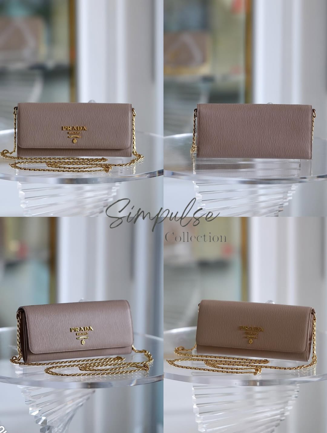 Prada Vitello Move WOC GHW in Beige