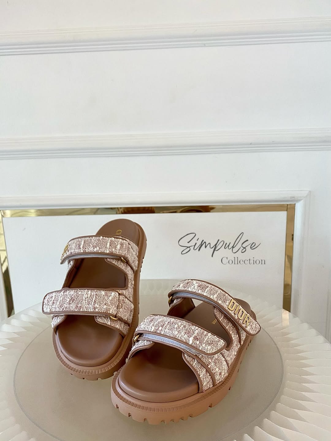 DIOR Dioract in Rose Des Vents Cannage Tweed Slides