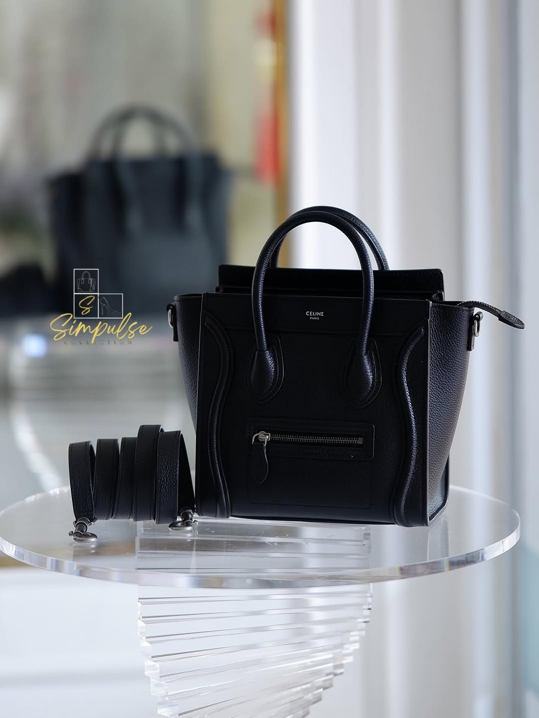 CELINE Nano Luggage in Black